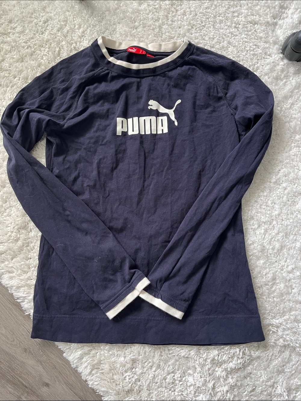 Puma Navy Shirt with White Trim and Red Logo Tag